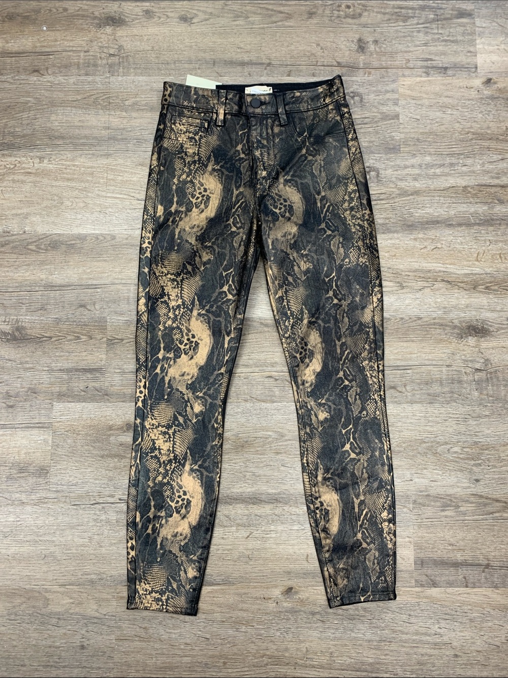 L'AGENCE Snake-Print Skinny Jeans in Black and Tan Size 26 NWT